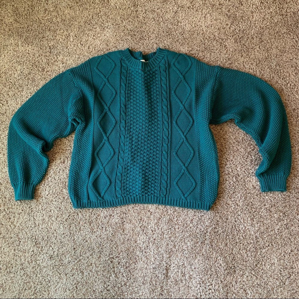 L’envers Paola 100% organic cotton sweater in deep blue/green-rare,sample color